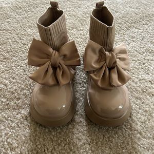 Best Bow Forward Sock Boots by Liv & Mia - Tan / Size 13 - Brand New